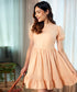 Cotton Puff Sleeve Ruffle Hem Flare Dress